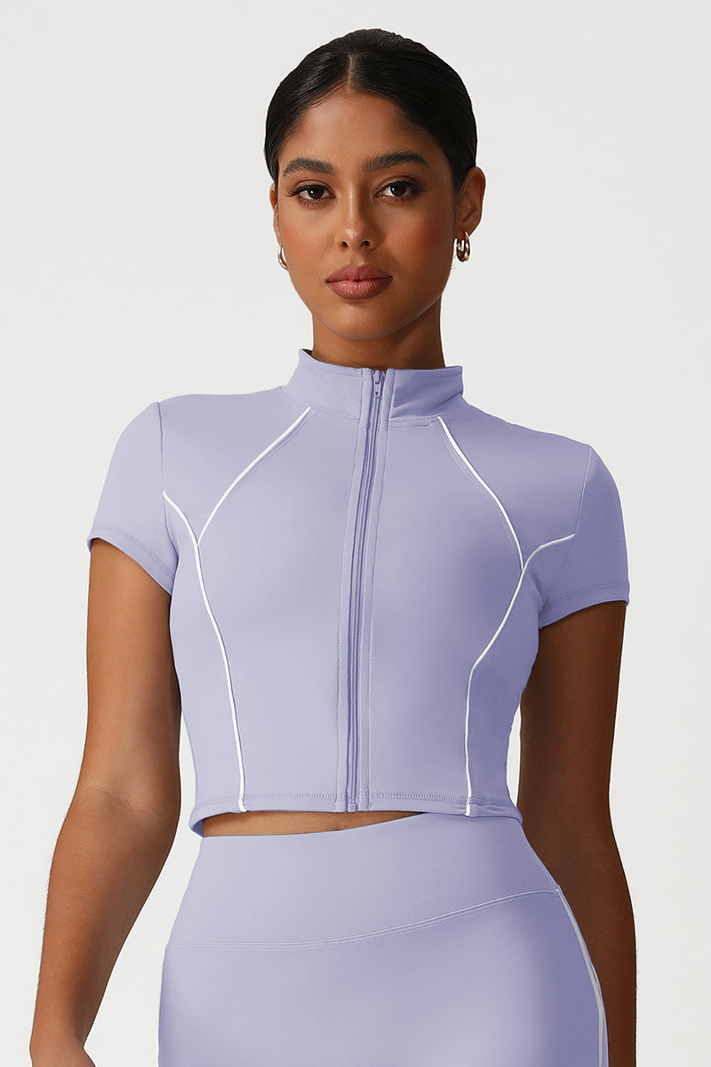 Women Slim Fit Stand Collar Athletic Jacket