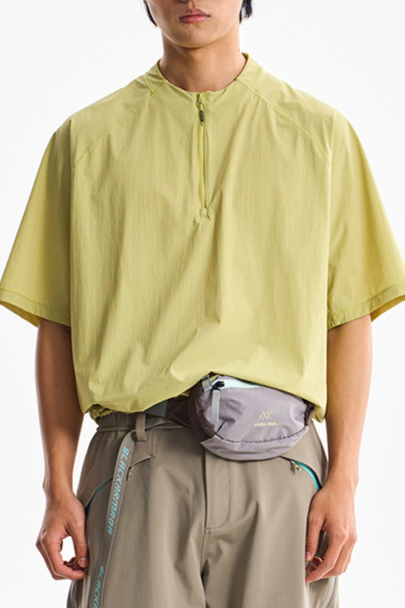 Unisex Lightweight Half Zip Stand Collar Quick Dry T-shirt