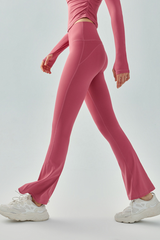 Women's Athletic High-Waisted Slim Fit Solid Flared Pants