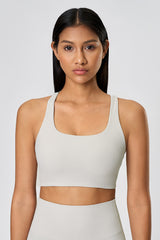 Women High-Elasticity Semi-Fixed Cross-Back Breathable Yoga Fitness Sports Bra