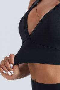Women V-Neck Cross Back Quick-Dry Yoga Sports Bra