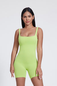 Women'S High-Elastic Skinny Square-Necked Backless Suspender Nude Fitness Bodysuit