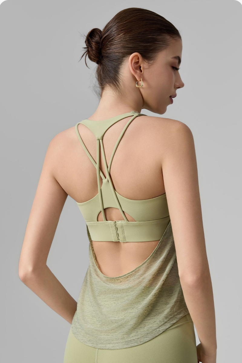 Women's Two-in-One Halterneck Cross Back Sports Tank Top