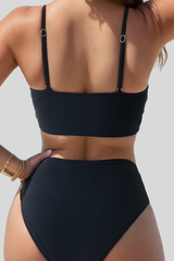 Women's Sexy Twist-Front Cross-Waist Solid Bikini