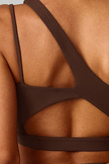 Women Asymmetric Strap Back-Cutout Yoga Sports Bra