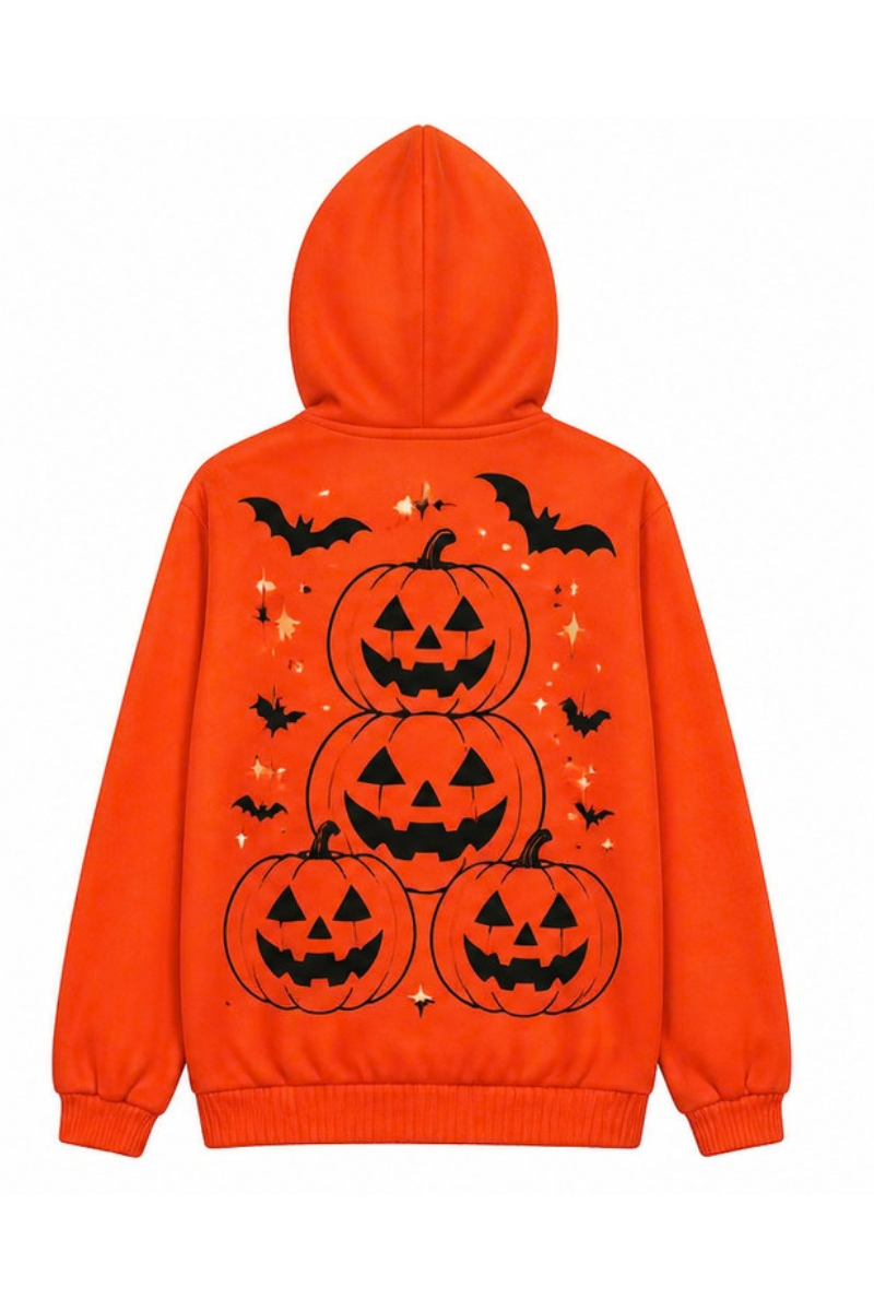 Unisex Halloween Multi Pattern Print Zip Up Hoodie