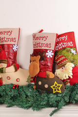 Christmas Decorations Large Sock With Reindeer Doll