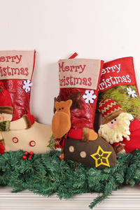 Christmas Decorations Large Sock With Reindeer Doll