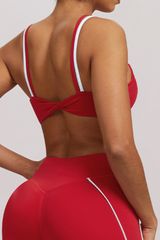 Women's Athletic Double-Strap Color Block Twist-Back Bra