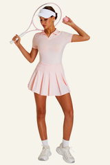 Women's Athletic Set:Polo CollarT-shirt And Pleated Skirts