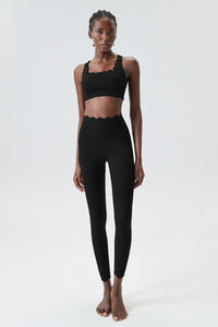 Women Wave Liquid Seamless High Stretch Midweight Yoga Set - Removable Cup Bra & Contoured Tights