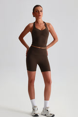 Women Solid Naked Sensation Yoga Set: High-Waisted Sculpting Shorts + Crisscross Back Support Bra