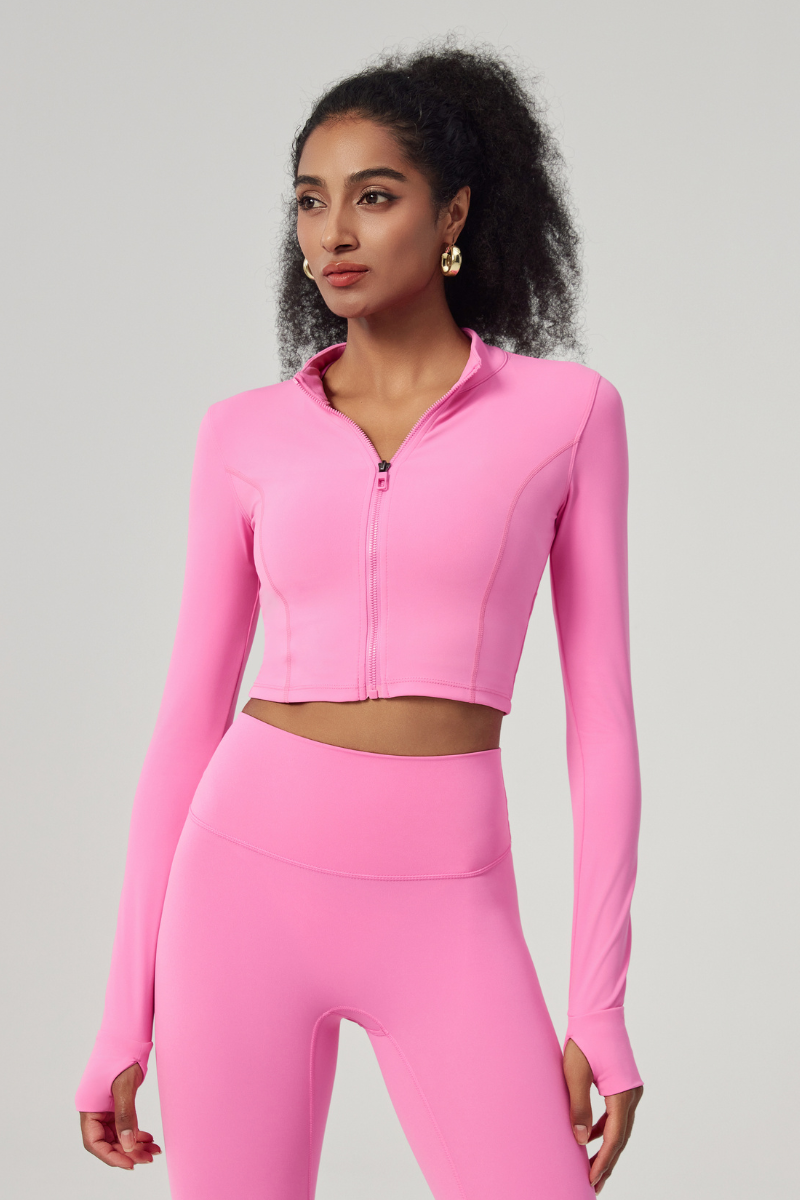 Women's Standing collar Cropped Yoga Jacket
