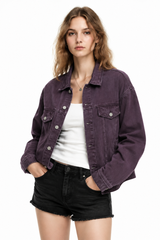 Women's Fall 100% Cotton Oversized Washed Denim Jacket