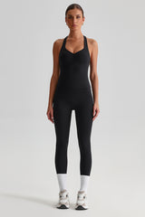 Women Brushed High Waisted Yoga Set: Tummy Control Tights + Halter Neck Support Bra