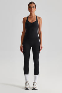 Women Brushed High Waisted Yoga Set: Tummy Control Tights + Halter Neck Support Bra