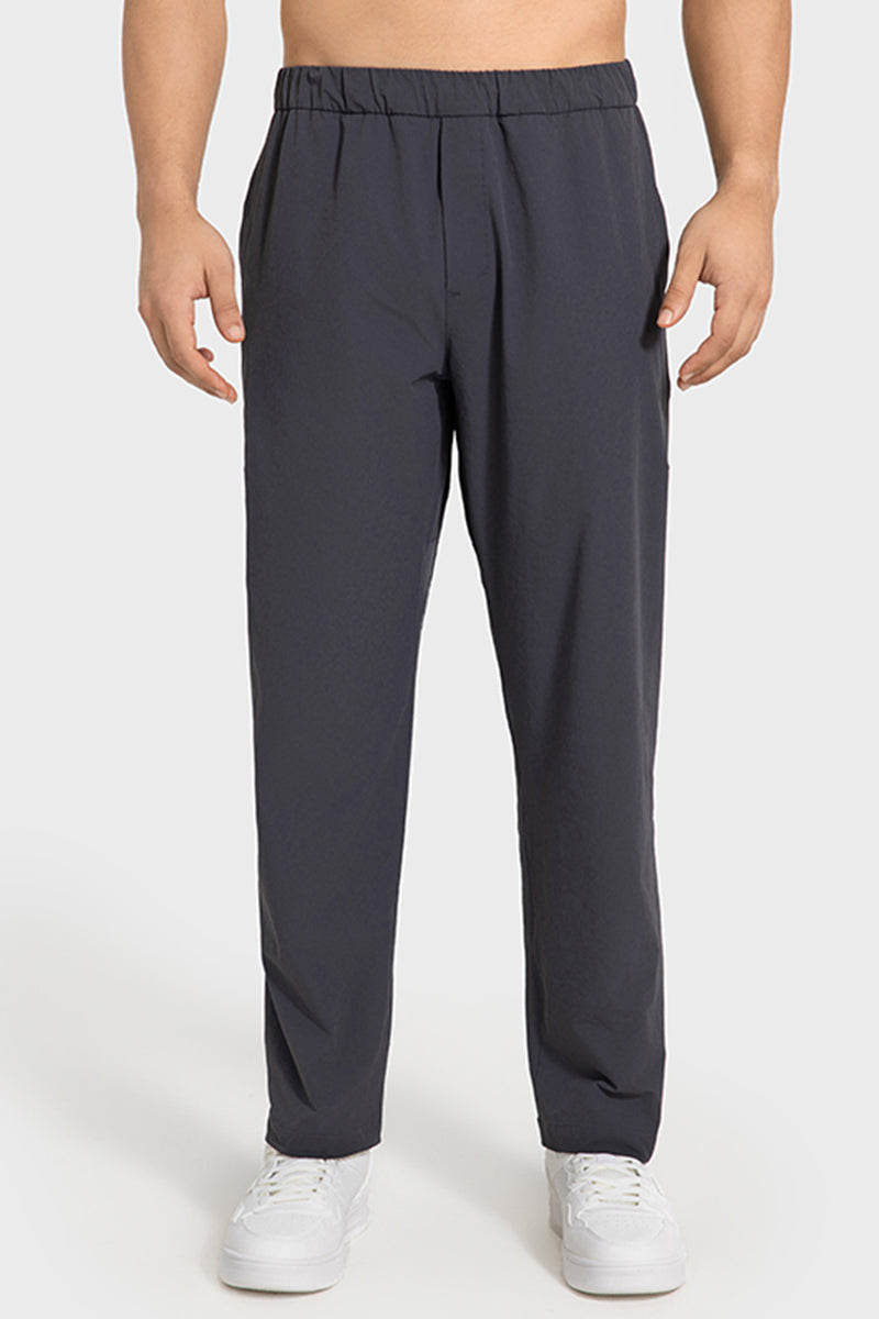 Men Loose Lightweight Quick-Dry Breathable High-Elastic Draped Straight-Leg Workout Sweatpants