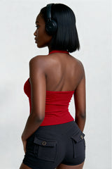 Women's backless sleeveless TankTop with chest pads