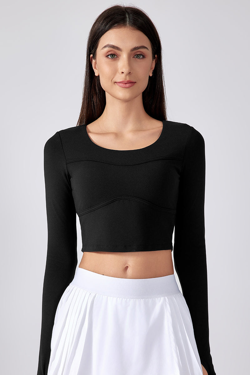 Women's Athletic Fixed Cup Longsleeve Crop Top