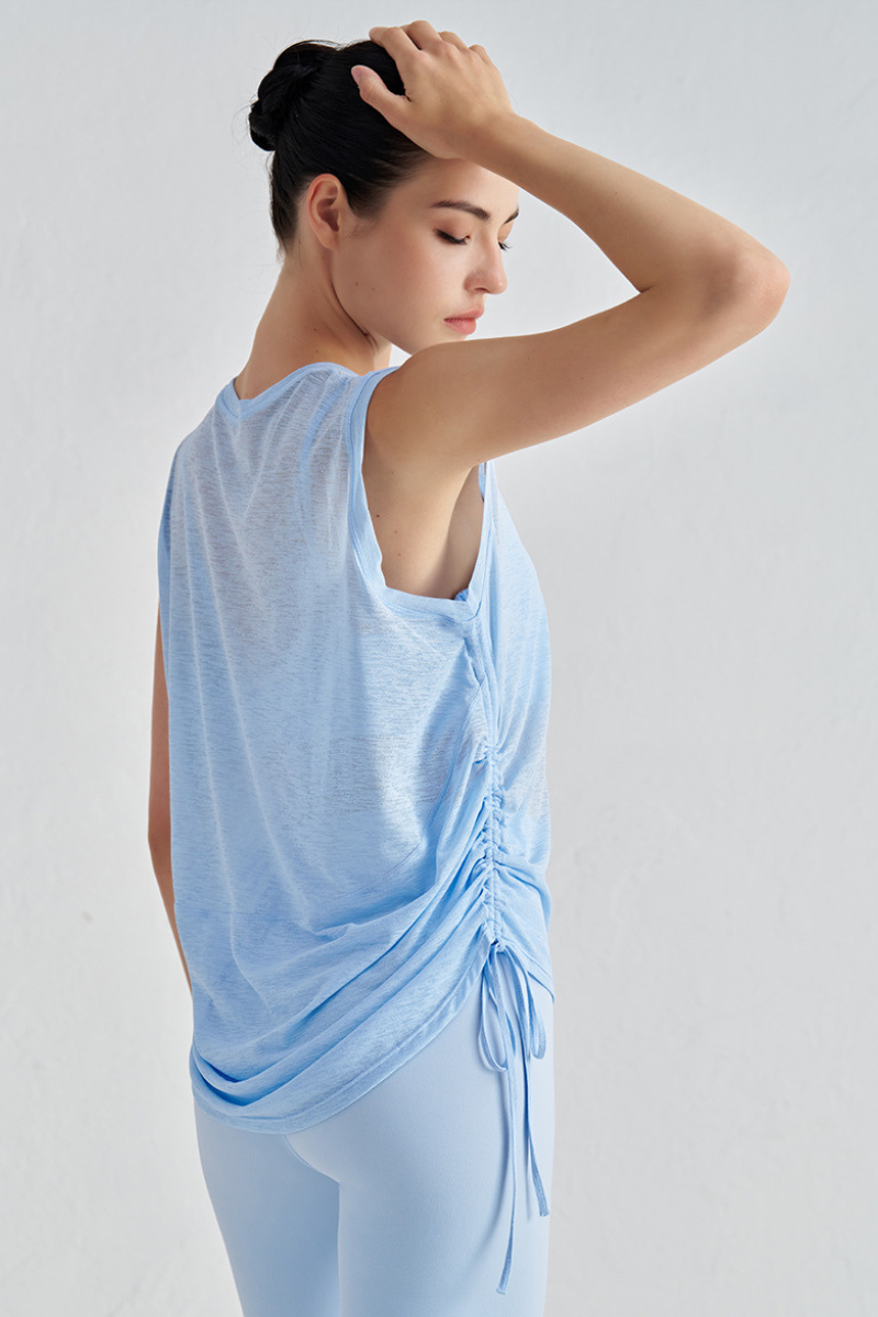 Women's Side Drawstring Sleeveless Breathable Tank Top