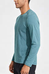 Men's Crew Neck Textured Athletic Long Sleeve T-shirt