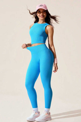 Women's Sport Set:Cropped Tank Top And High Waist Leggings