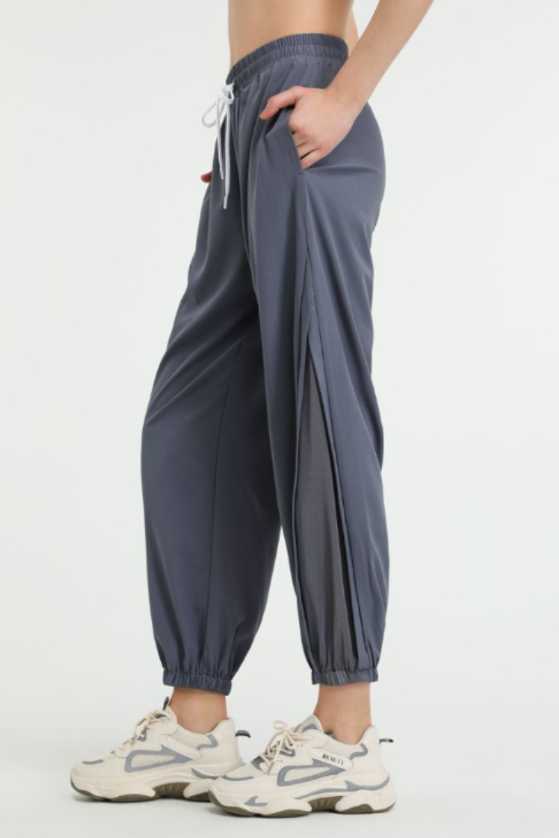 Women's Side Mesh Panel Pocket Quick Dry Athletic Jogger