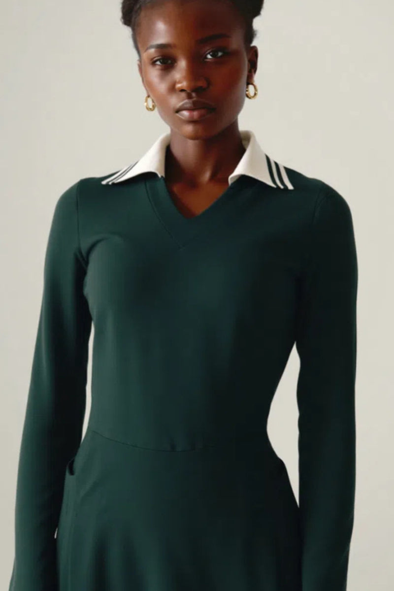 Women Plus-Size Vintage Polo Tennis Dress with Multi-Pockets