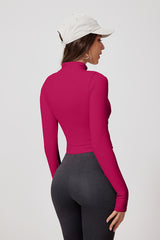 Women'S Zippered Stand-Up Collar Warm Yoga Sports Long Sleeve Jacket