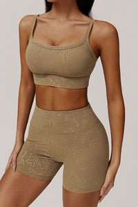 Women Gold Foil Fabric Sports Bra