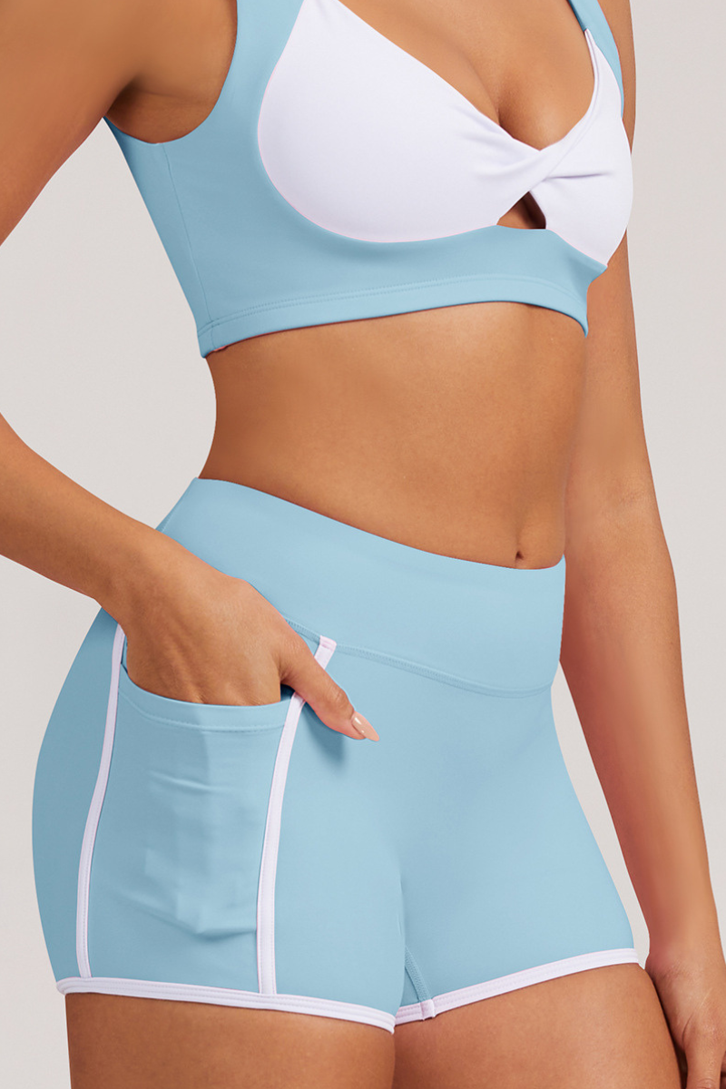 Color-contrast yoga shorts