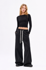 Women's Fall Drawstring Waist Wide Leg Jeans