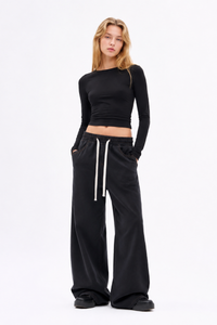 Women's Fall Drawstring Waist Wide Leg Jeans