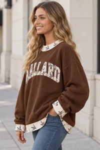 Women’s Fall Oversized Appliqué Western Mock Neck Sweatshirt