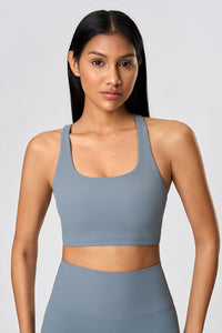 Women High-Elasticity Semi-Fixed Cross-Back Breathable Yoga Fitness Sports Bra