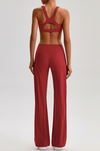 Women's Bare Feel Cutout Bra & Quick Dry Wide Leg Pant Set
