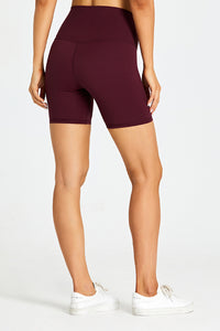 Solid High-Waisted Stretch Sports Shorts