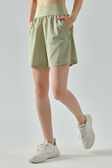 Women Summer High Waist Pocket Quick Dry Sports Shorts
