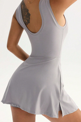 Women's Round Neck Tie-Strap Sleeveless Tennis Dress