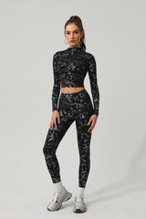 Women Gold Foil Fabric Sports Leggings