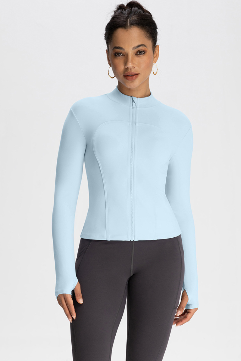 Collar-style jacket with zipper closure