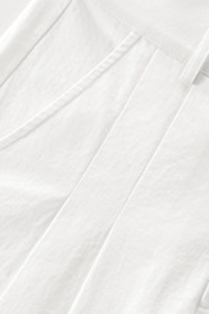 Women High-Waisted Wide-Leg Pleated Trousers - British Twill Cotton