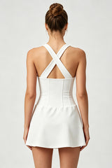 Women's Corset-Style Tennis Dress with Built-In Shorts