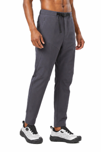 Men's Lightweight Buckle Belt and Zip Pocket Sports Pants