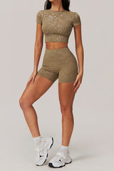 Women Gold Foil Fabric Causal Sports T-Shirts