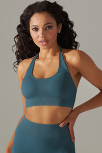 Seamless Backless Halter Sport Bra