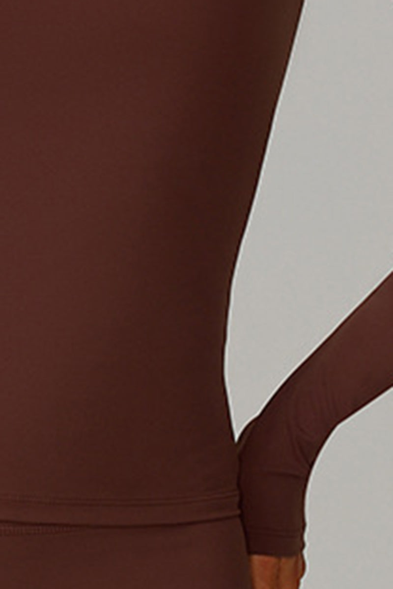 Women Fleece-Lined Yoga Set: Long Sleeve Top + Shaping Shorts