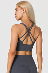 Detachable Chest Pad Cross-Back Sports Bra