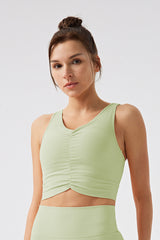 Women Eco-Friendly Drawstring Ribbed With Bra Padded Tight Back Yoga Fitness Sports Bra