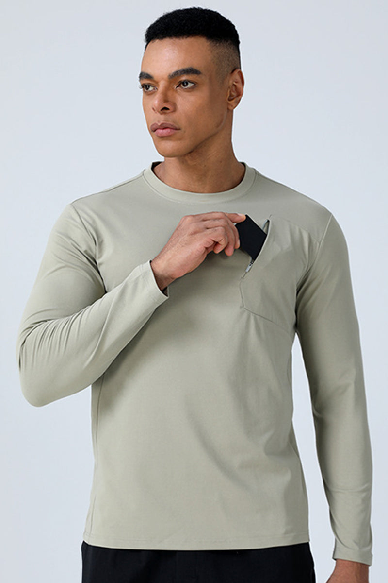 Men Quick-Dry Round-Neck Training Long Sleeve T-Shirt